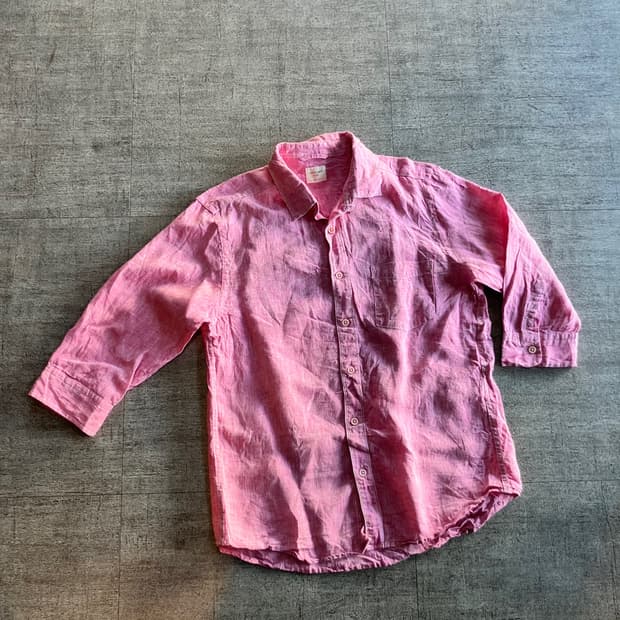 일본빈티지 Backnumber 올드스쿨할메카지 원포켓 5부셔츠 핑크