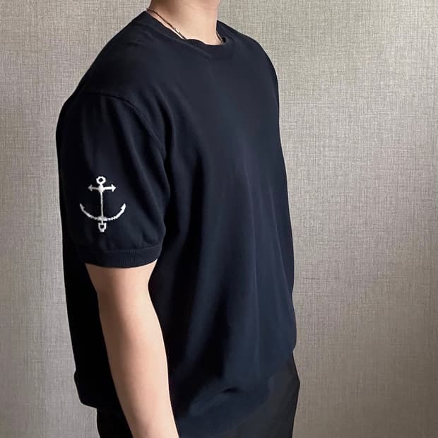 Guernsey Woollens 건지 울른스 피셔맨 반팔 니트