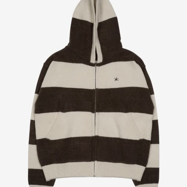 더콜디스트모먼트 스프라이트 니트 후드집업 L(브라운/아이보리)