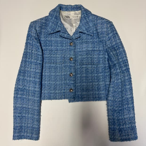 여성 자라 ZARA 스트럭처 크롭 트위드 자켓 S