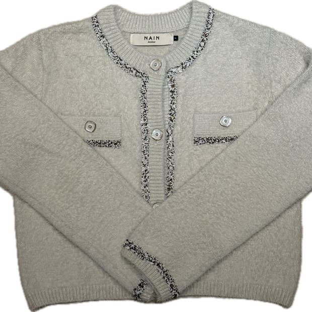 NAIN 트위드 배색 가디건 55사이즈