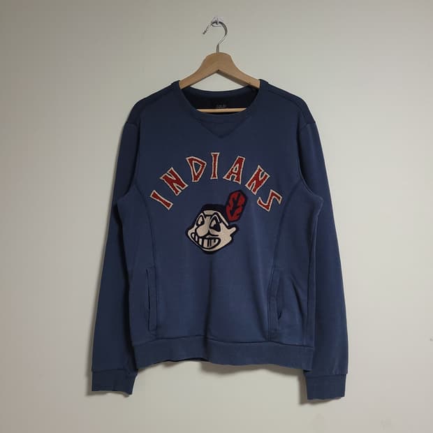 (100) MLB 엠엘비 인디언스 딥블루 맨투맨 티셔츠