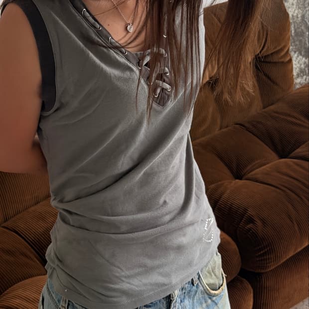 Harley-Davidson Lace-Up Sleeveless Top