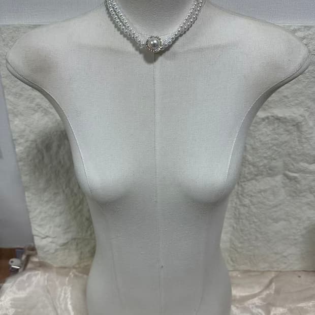 빈티지  레이어드 진주 초커 목걸이