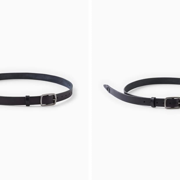 Black Washed Leather Vintage Coin Belt