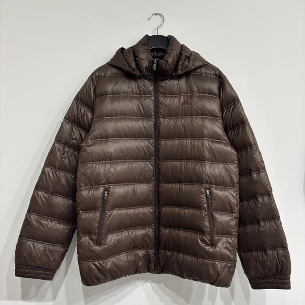 아디다스 브라운색 후드 경량패딩
