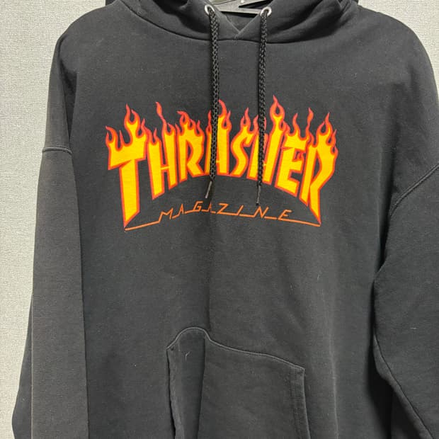 트레셔 불꽃로고 블랙 후드티 L