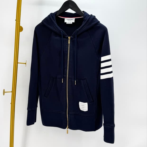 [3사이즈] 톰브라운 사선완장 후드집업 네이비 (MJT022H)
