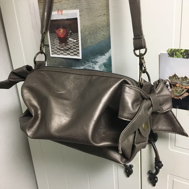 일본빈티지 히메갸루 리본 투웨이 크로스백 로걀