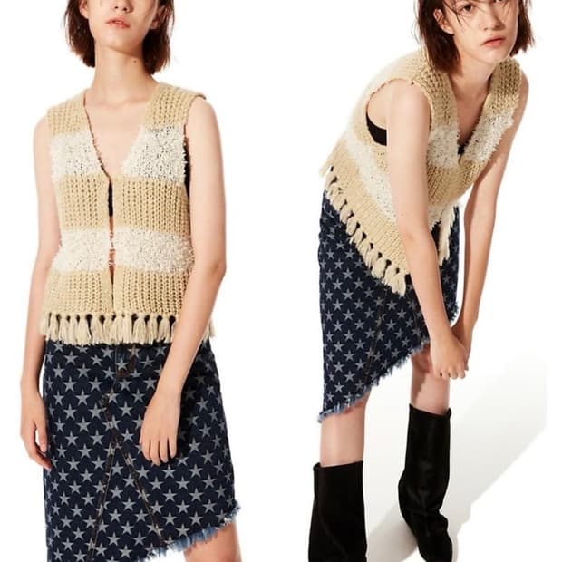 OBLIQUE LONG JACQUARD DENIM SKIRT [BLUE]