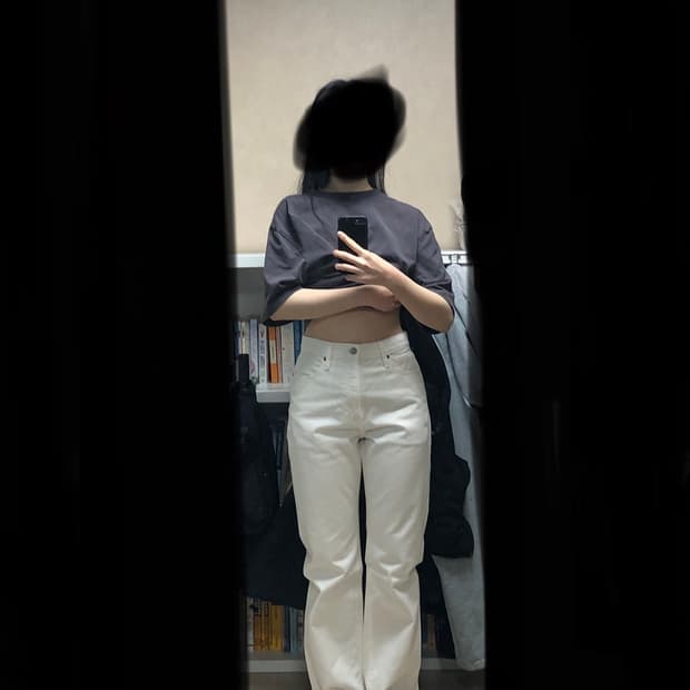 미착용 25 유니클로 스트레이트핏 코튼팬츠 일자 면바지 아이보리