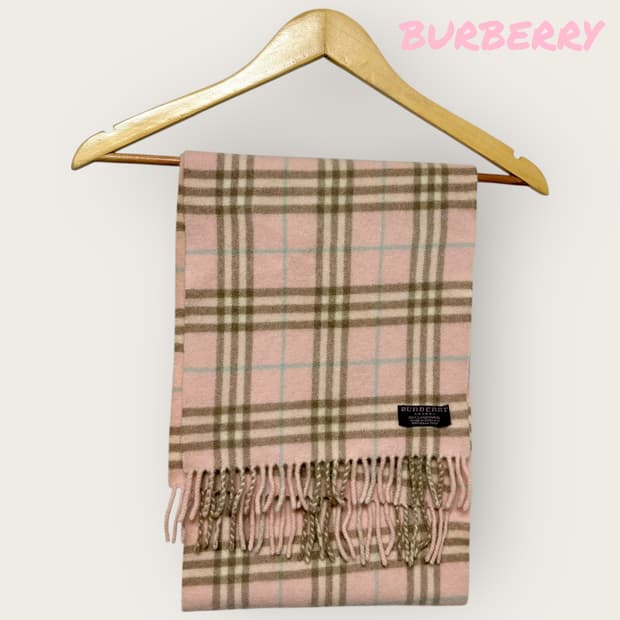 버버리 핑크 노바체크 램스울 머플러 목도리