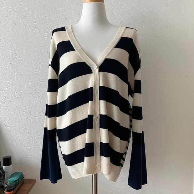 베네통 스트라이프 울혼방 가디건 봄가디건
