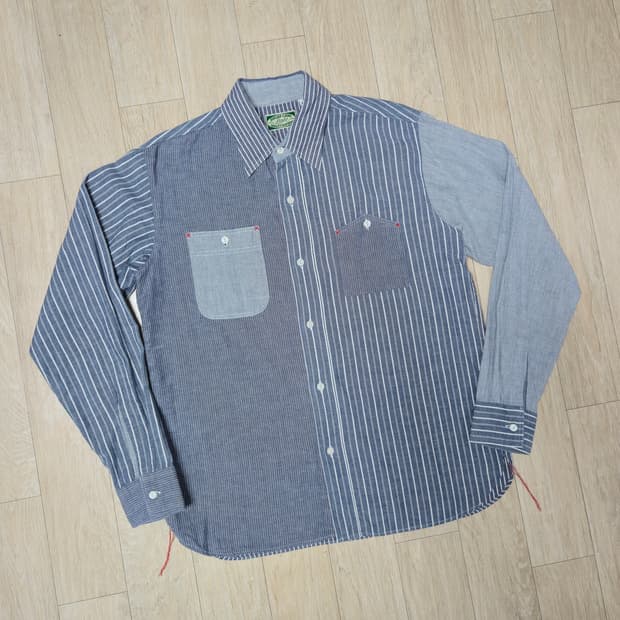 슈가케인 스트라이프 패턴 셔츠 남방