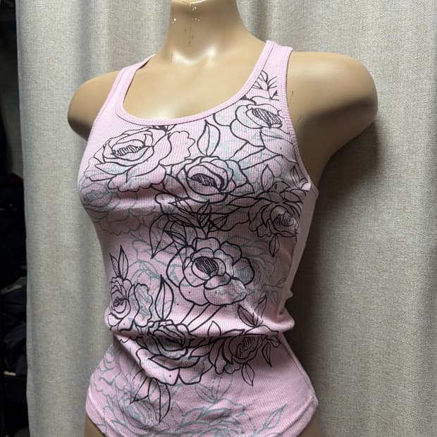 Express Vintage Pink Floral Sketch Racer