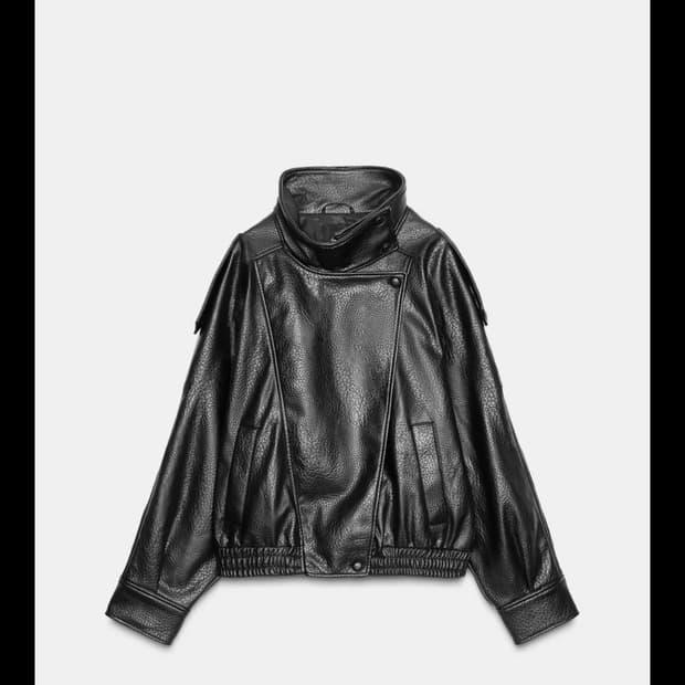 자라 하이넥 페이크 레더자켓 XS