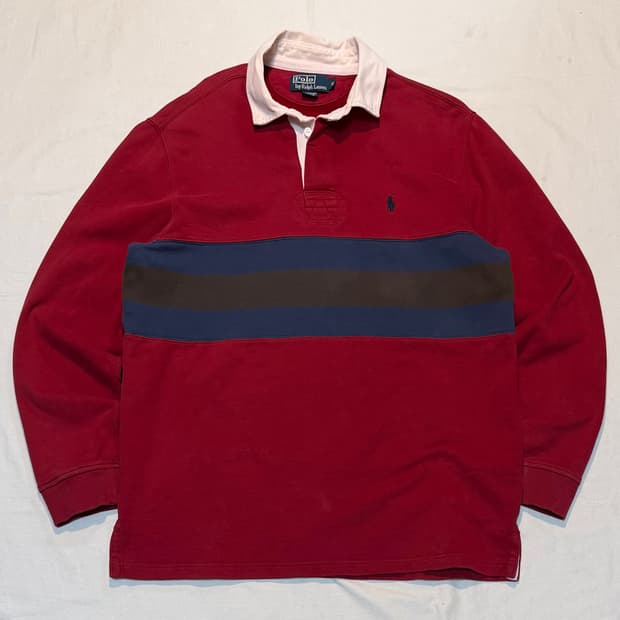 폴로 랄프로렌 롱슬리브 럭비티 레드 버건디