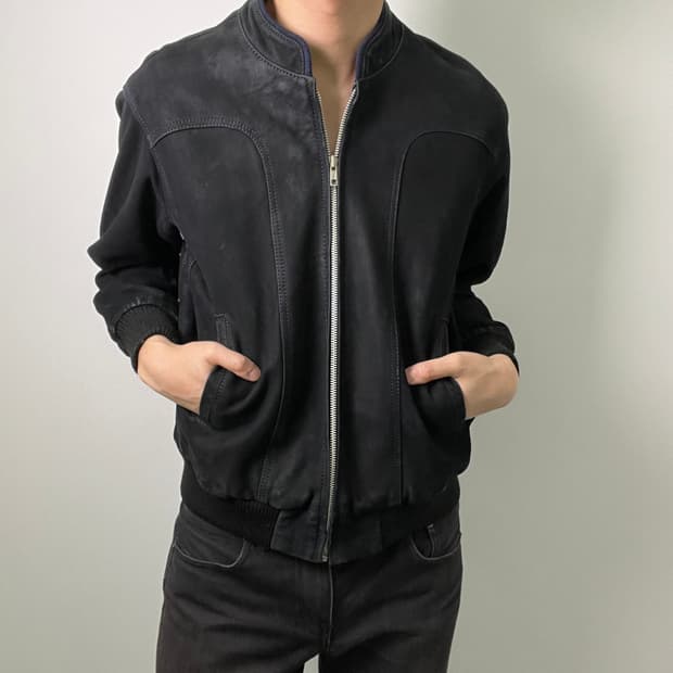 도쿄 크로스 조 블랙 스웨이드 봄버 자켓 M