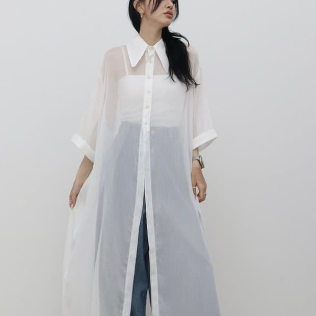 트리밍버드 Seethrough One-piece 시스루원피스 화이트