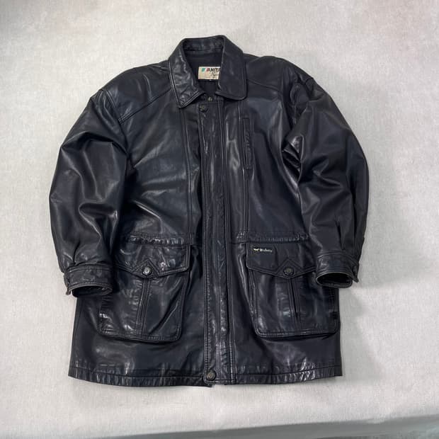 100 90s 아메리칸 빈티지 소가죽 레더 자켓