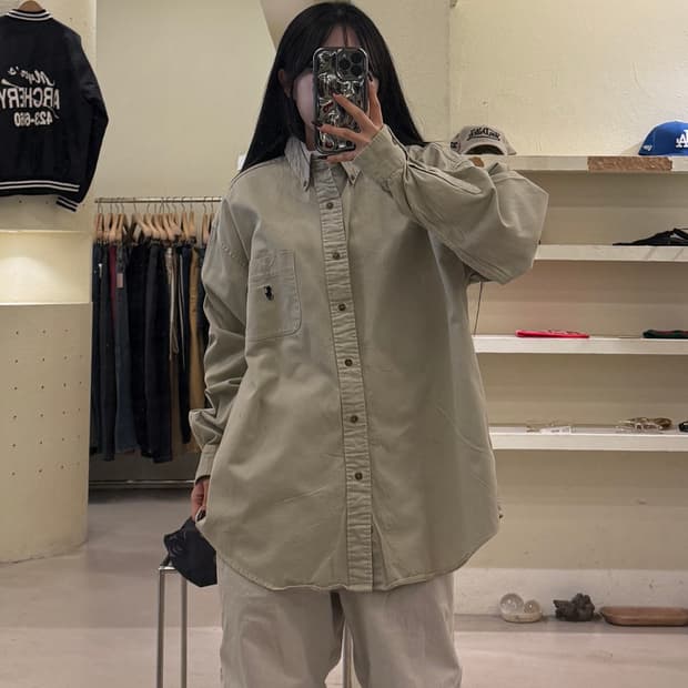 폴로 랄프로렌 클래식핏 베이지 버튼다운 셔츠 U1722