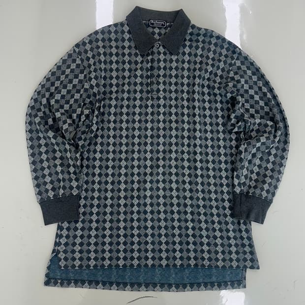 버버리 체크패턴 버튼업 니트