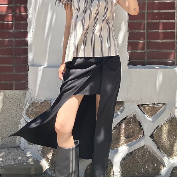 Twist mini & long skirt / black