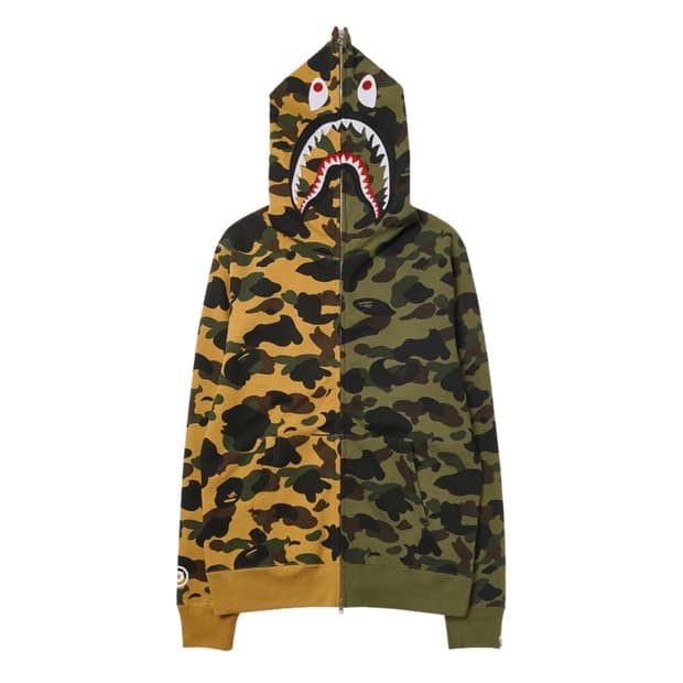 베이프 반반 샤크 후드집업 녹계 황계 2xl