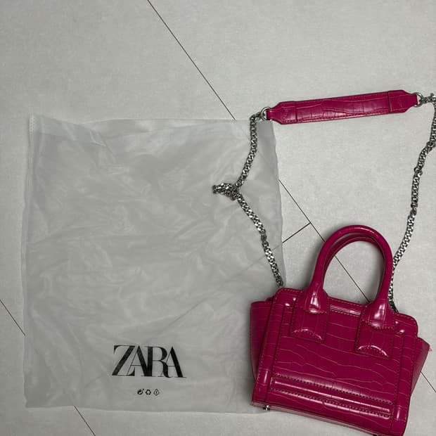 자라 미니 크로크 엠보싱 숄더백 핑크