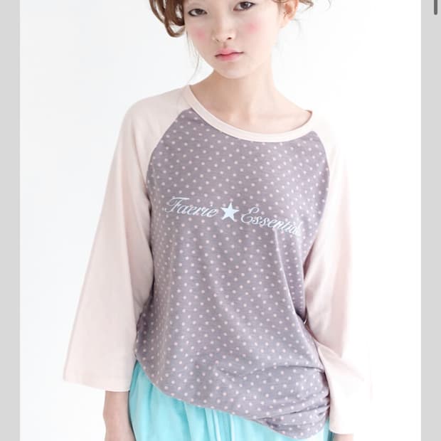 dot raglan sleeve top (pink)