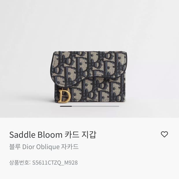 디올 새들 블룸 카드 지갑 블루 오블리크
