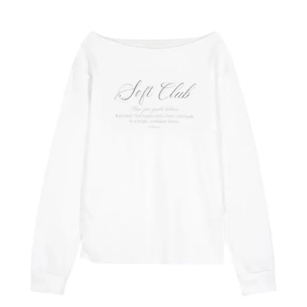 클리시어 소프트클럽 원숄더 스웻셔츠 화이트