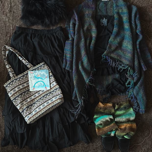 빈티지 망토 가디건