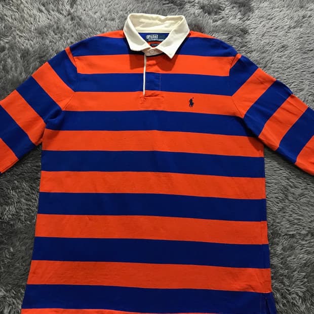 [[L(실 XL)] 폴로(POLO)랄프로렌 스트라이프 럭비티셔츠@133