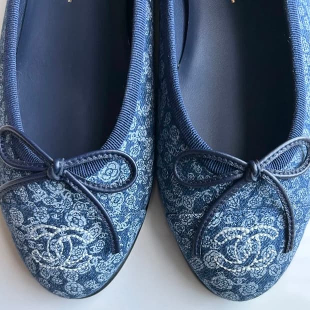 샤넬 플랫슈즈 데님 35