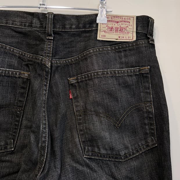 리바이스 569 와이드핏 흑청 데님팬츠
