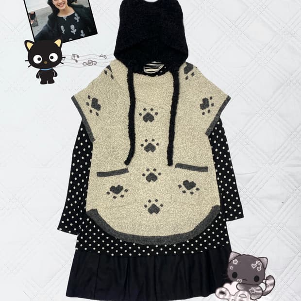 ꒰ঌ 플러피 도트 깜냥이 세트 ໒꒱