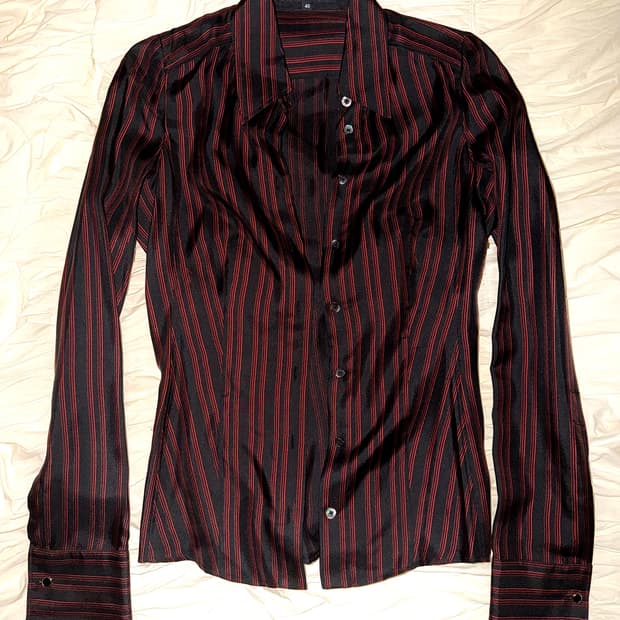 구찌 2006ss 프리다 지아니니 세타실크 레드 스트라이프 셔츠