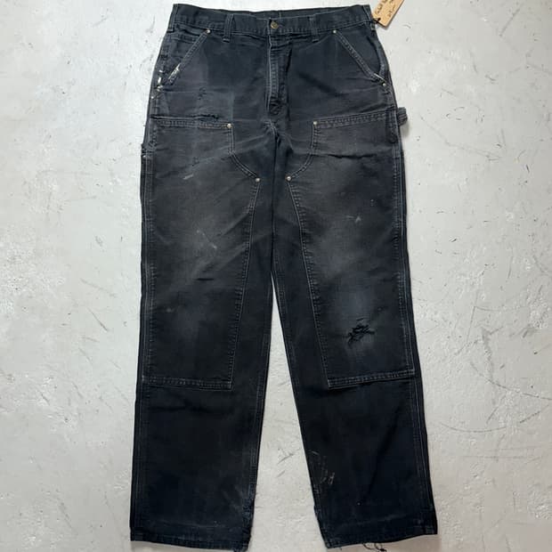 OG 칼하트 B136 더블니 블랙 칼하트 썩블니 워크팬츠