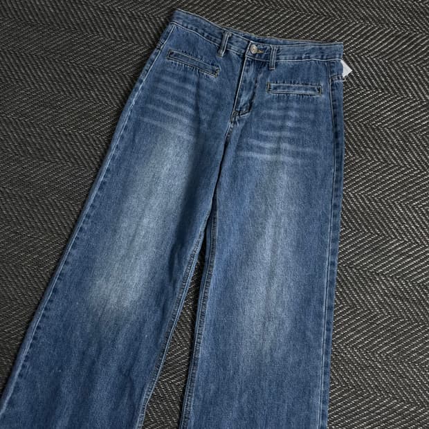 빈티지 절개 디테일 워싱 와이드핏 데님 팬츠y 3395