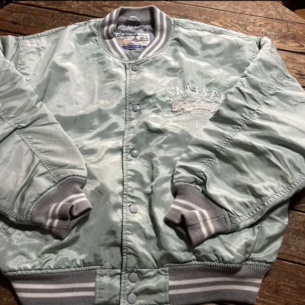 터콰이즈 민트 바시티 자수 로고 Prosper 빈티지