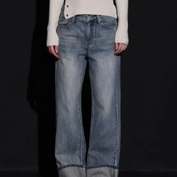 보헤미안서울 와이드 롤업 데님 팬츠-S