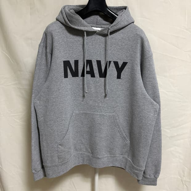 SOFFE 90s US NAVY 프린트 후드티 / 그레이, L