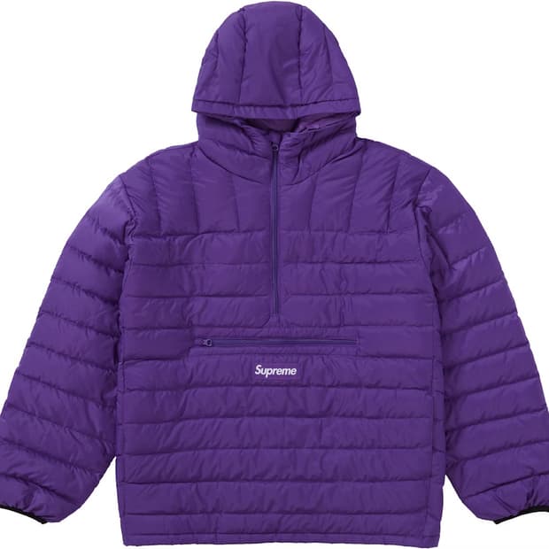 슈프림 마이크로 하프 집 다운 퍼플 L