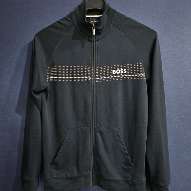 BOSS 보스 블랙차콜 남성 슬림핏 95 니트 집업자켓