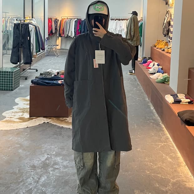 머드솔트 나일론 그레이 후드 코트 H2087