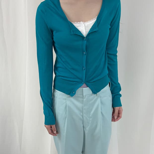 polar emerald diamond button-up cardigan