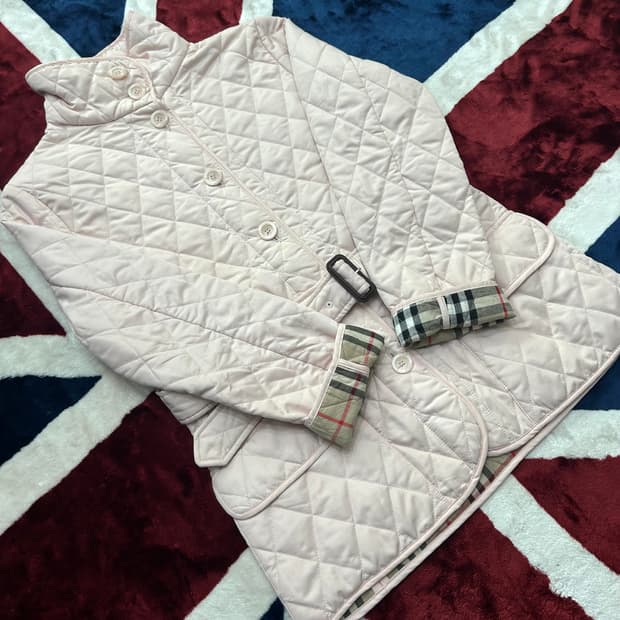 [여성M]버버리 벨트 퀄팅 자켓/핑크