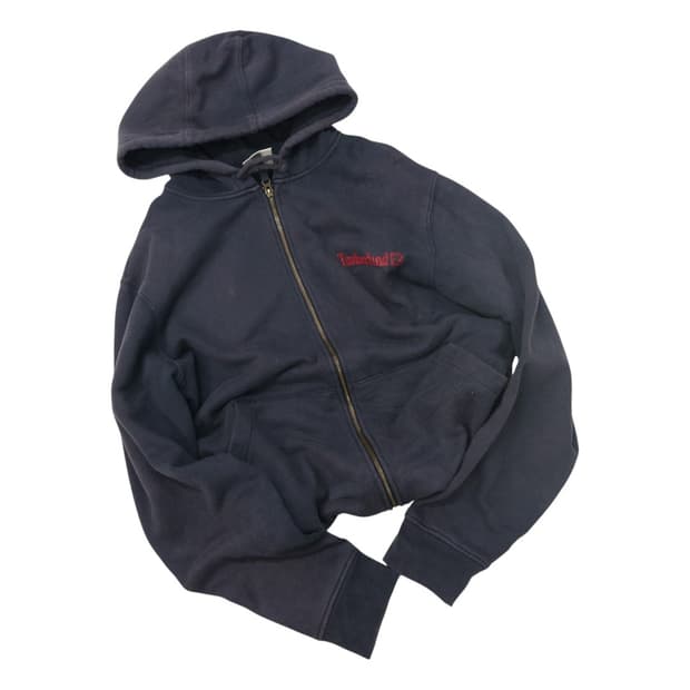 팀버랜드 빈티지 레드 로고 네이비 후드 집업
