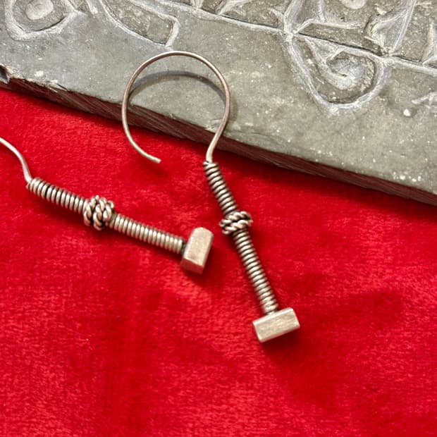 Industrial Karen Silver Earrings